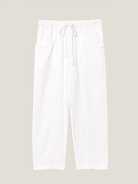 Xirena Ozzie Pant Cotton Gauze   Cropped Ankle Drawstring Pull On White Medium